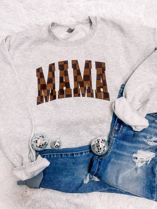 Brown Checkered Mama Sweatshirt