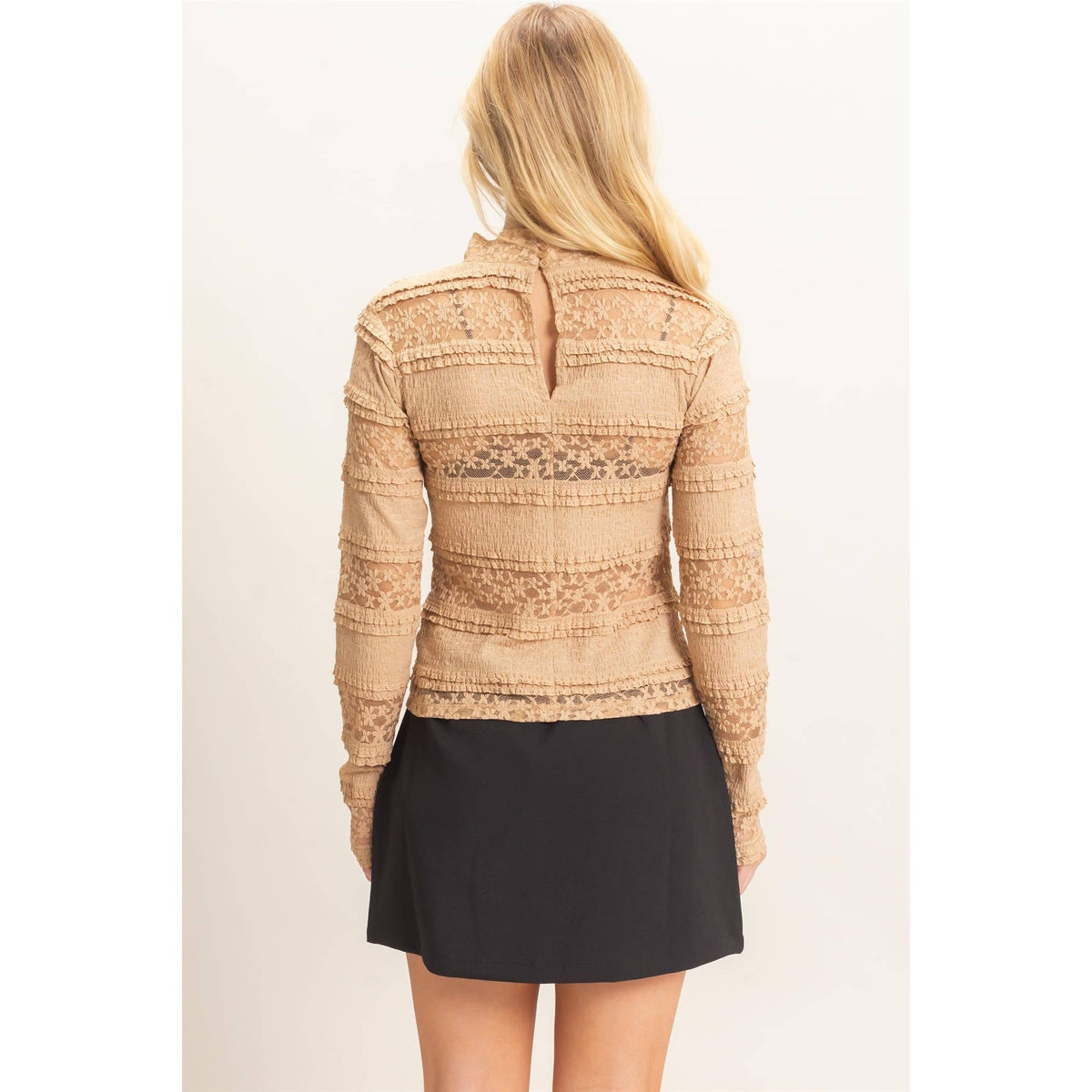 Textured Lace Top Brown