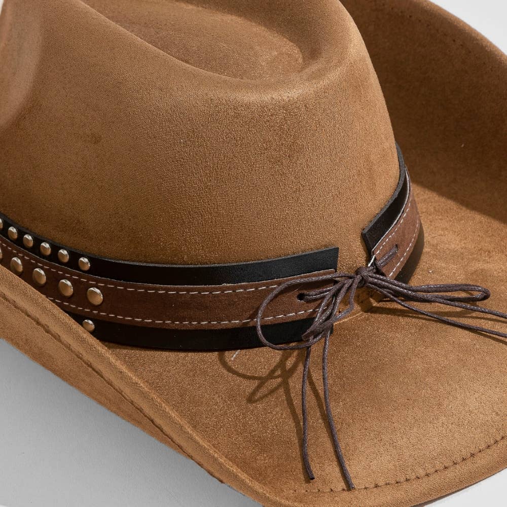 Layered Western Bull Head Strap Cowboy Hat