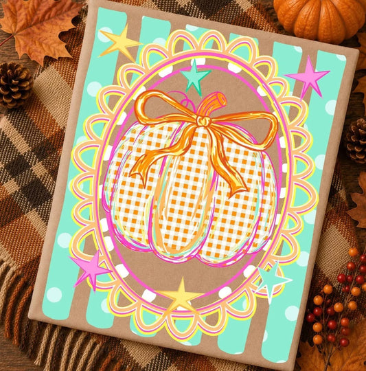 Preppy Plaid Striped Pumpkin Comfort Colors Graphic Tee