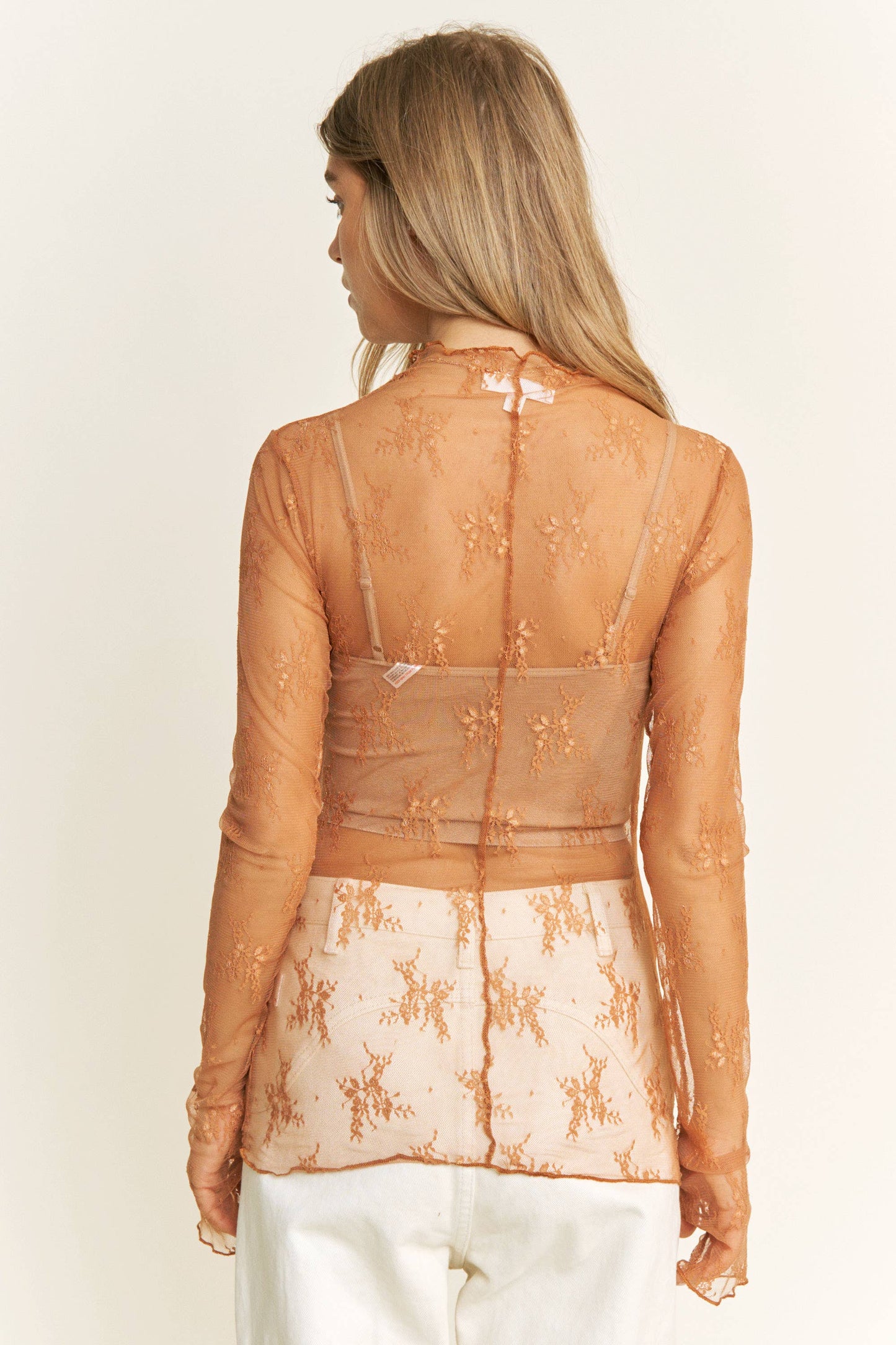 MESH LACE LONG SLEEVE TOP