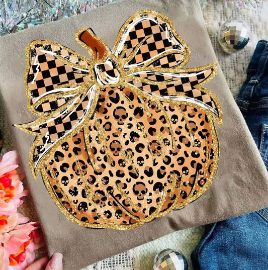 Fall Leopard Pumpkin Comfort Colors Graphic Tee