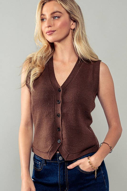 Antique Charm Knit Vest Brown