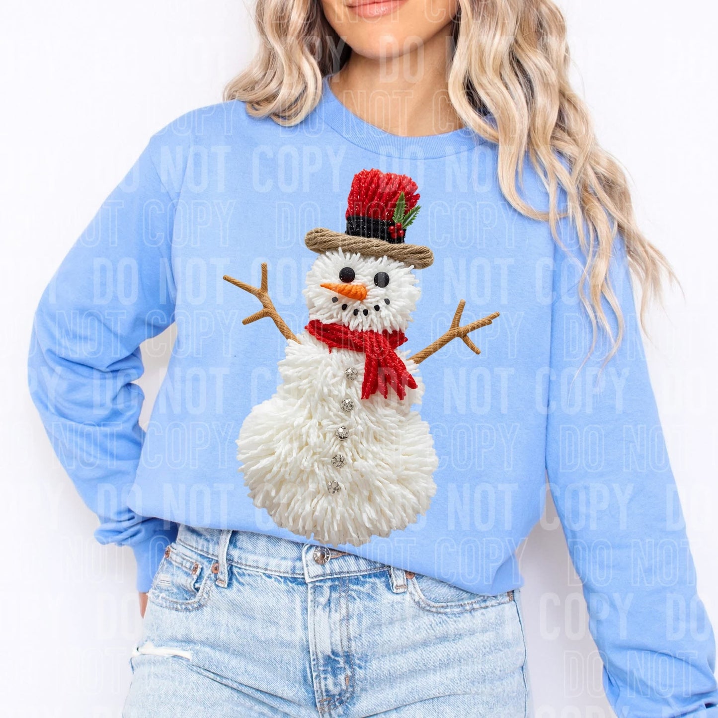 Faux Yarn Snowman Christmas Sweatshirt