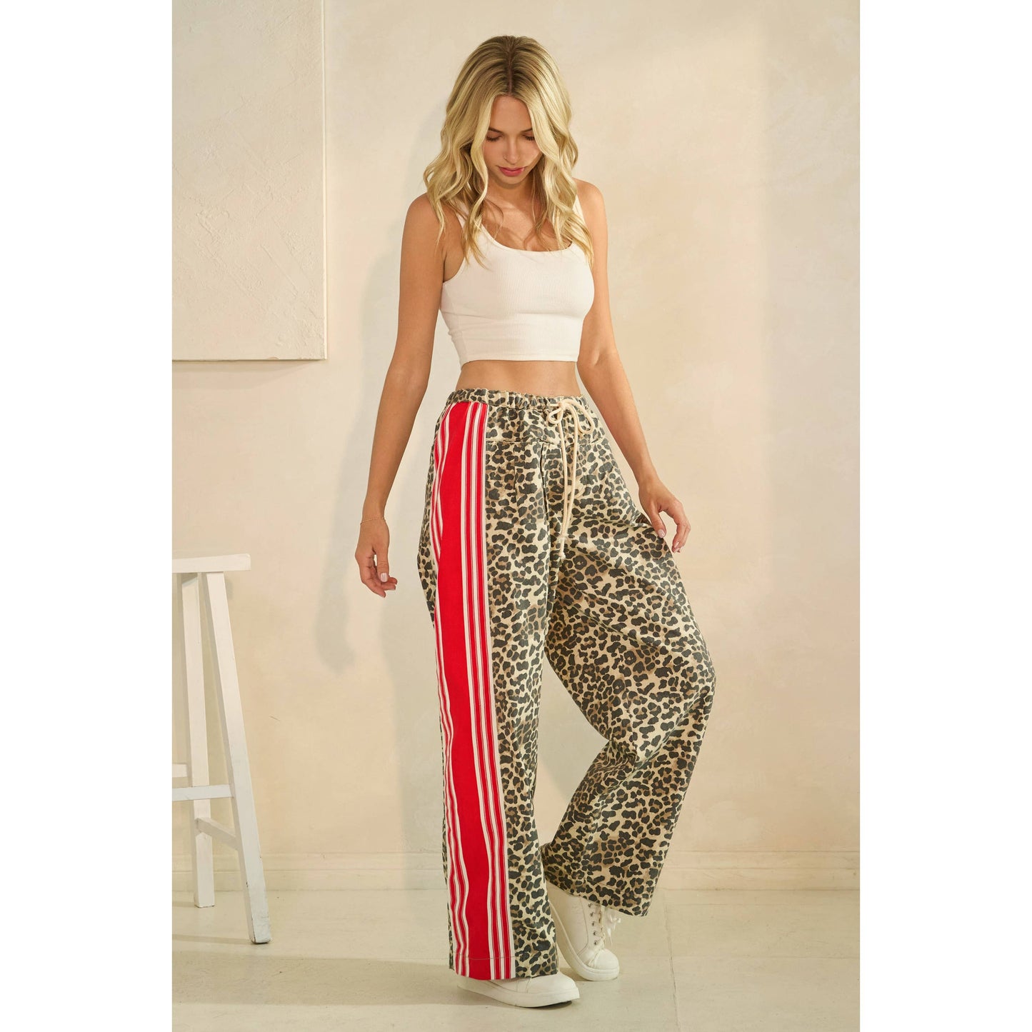 Leopard Striped Wide Legged Pants