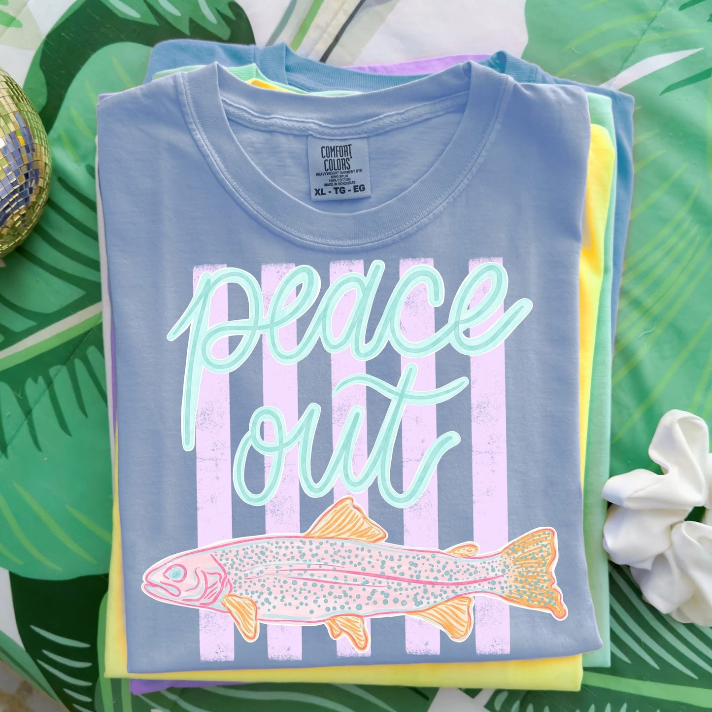Peace Out Trout Summer Comfort Colors Graphic Tee