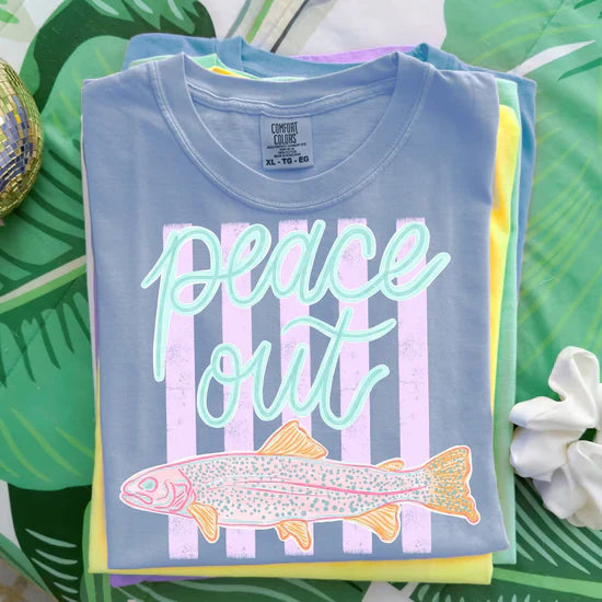 Peace Out Trout Comfort Colors Graphic Tee