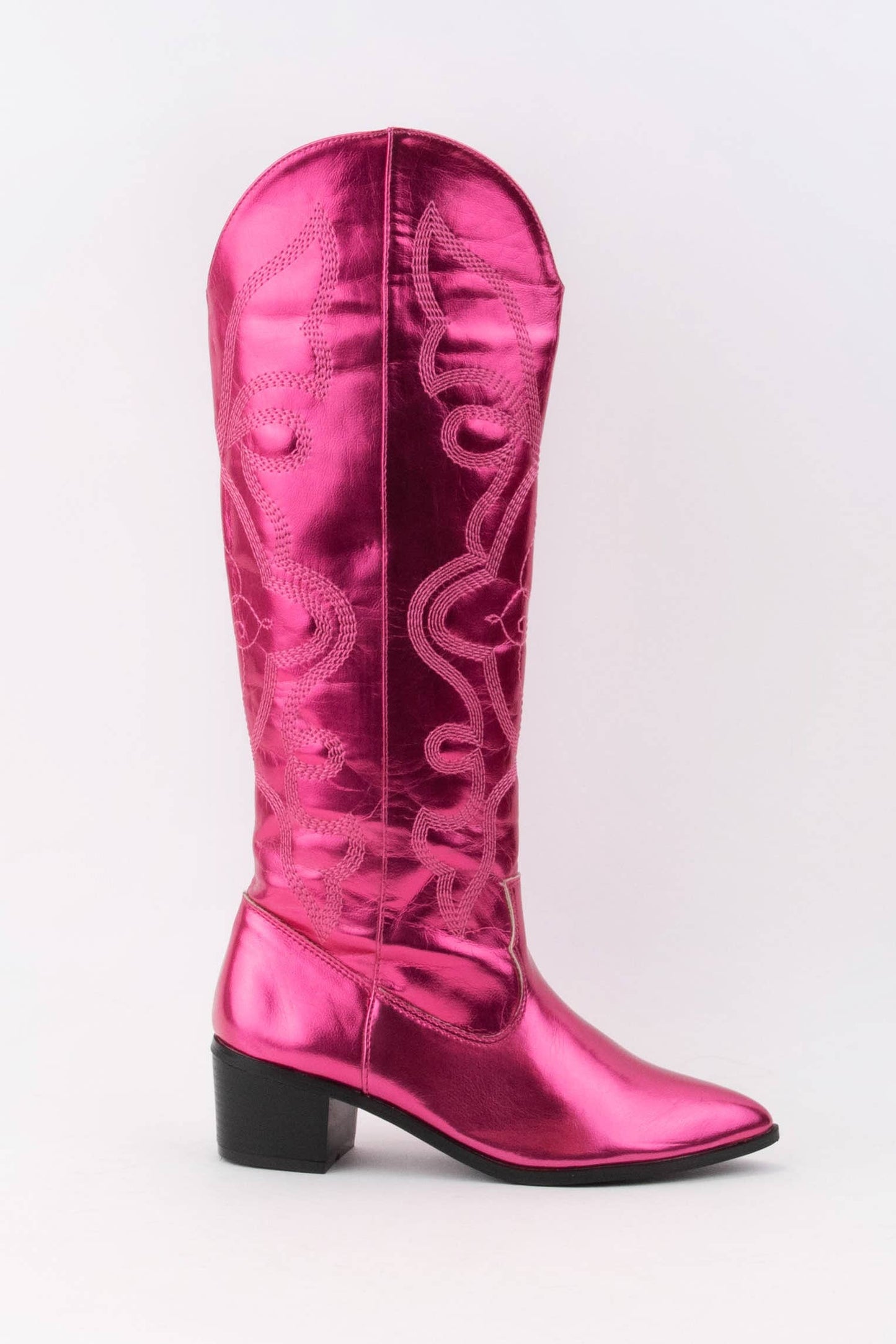 EMBROIDERED TALL FUCHSIA BOOTS