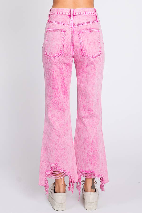 ACID PINK - HIGH RISE RIGID VINTAGE CROPPED FLARE JEANS