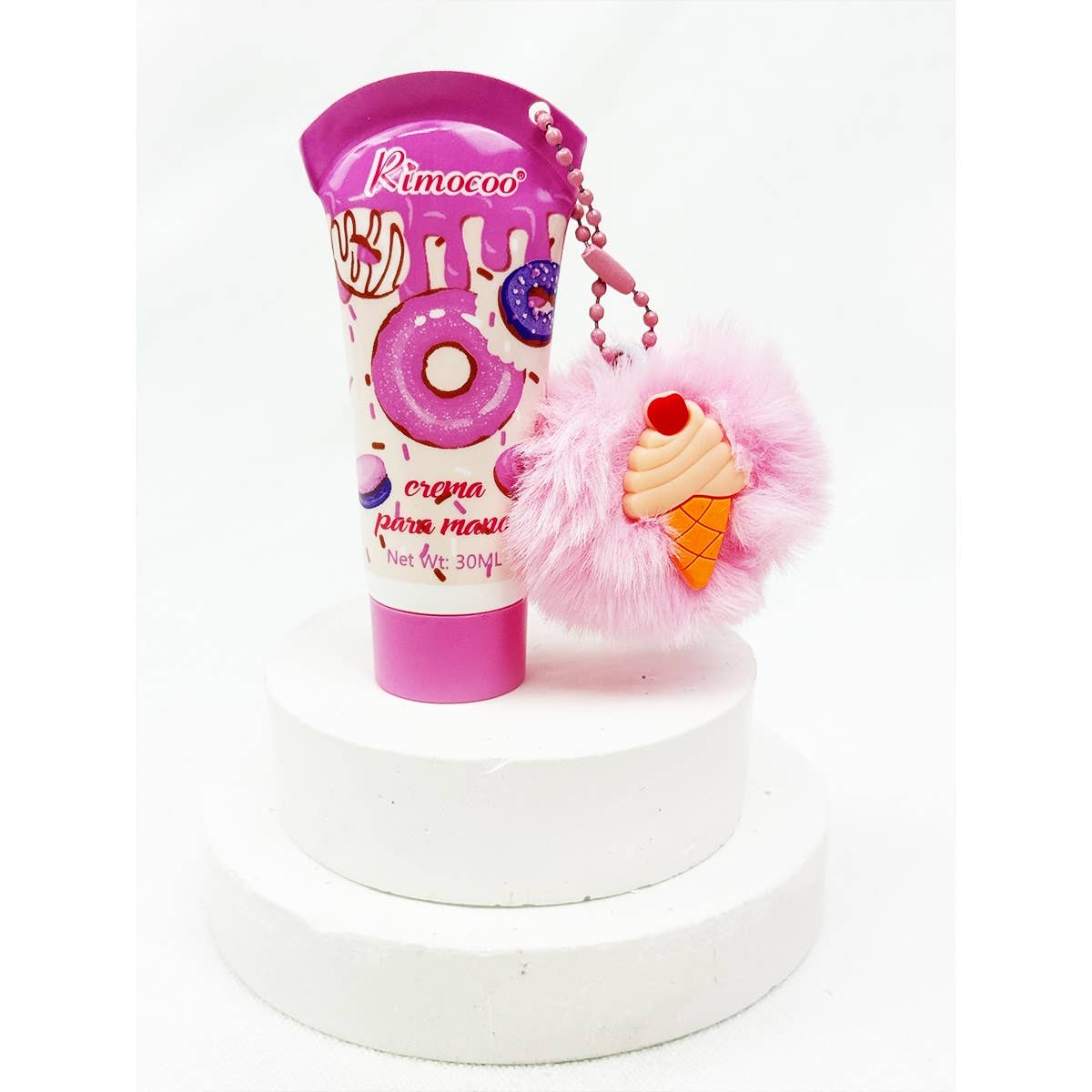Sweet Dessert Hand Cream with PomPom Key Ring: MIX COLOR / ONE(24)