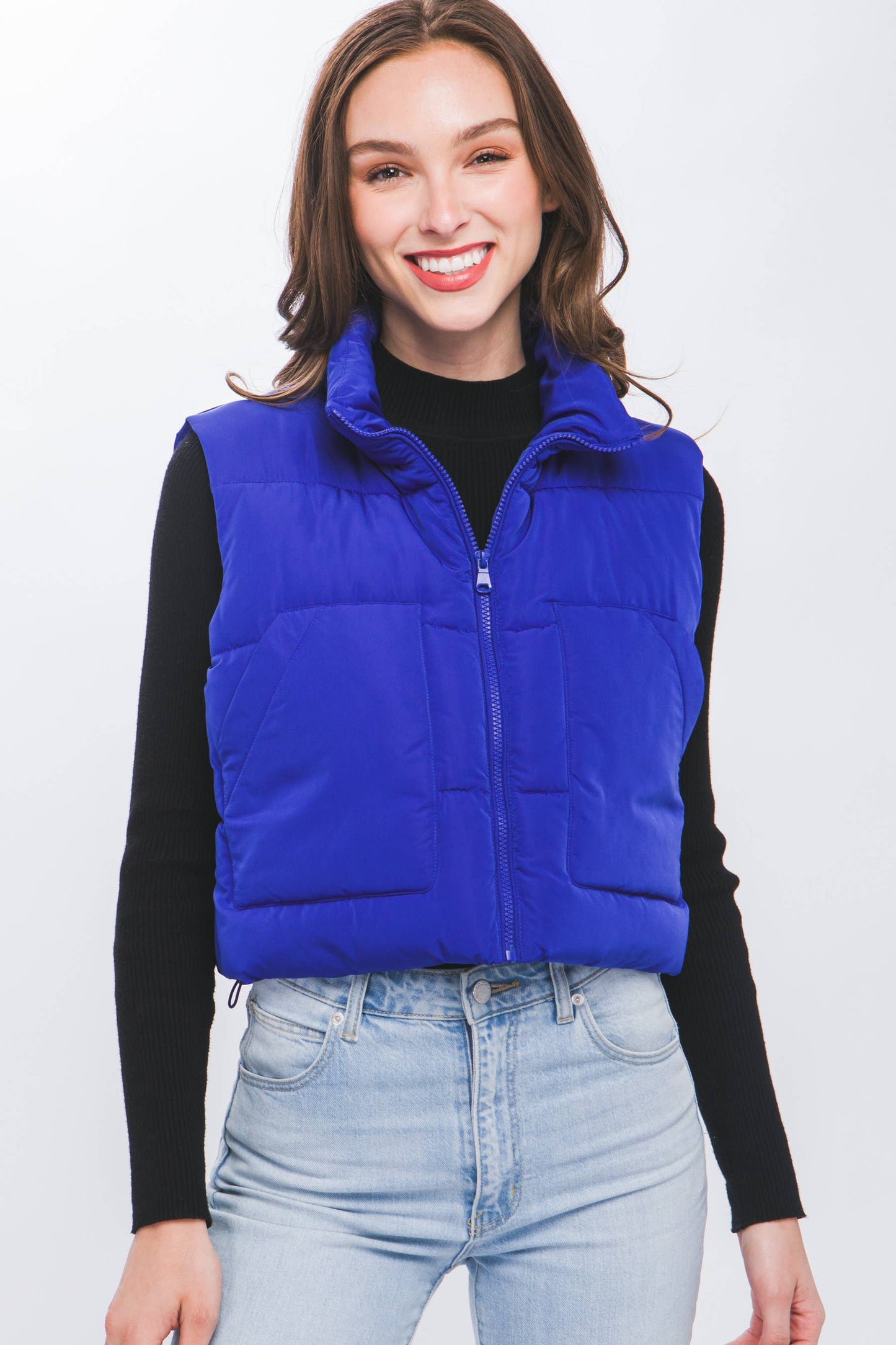 Puffer Vest With Pockets WHITE