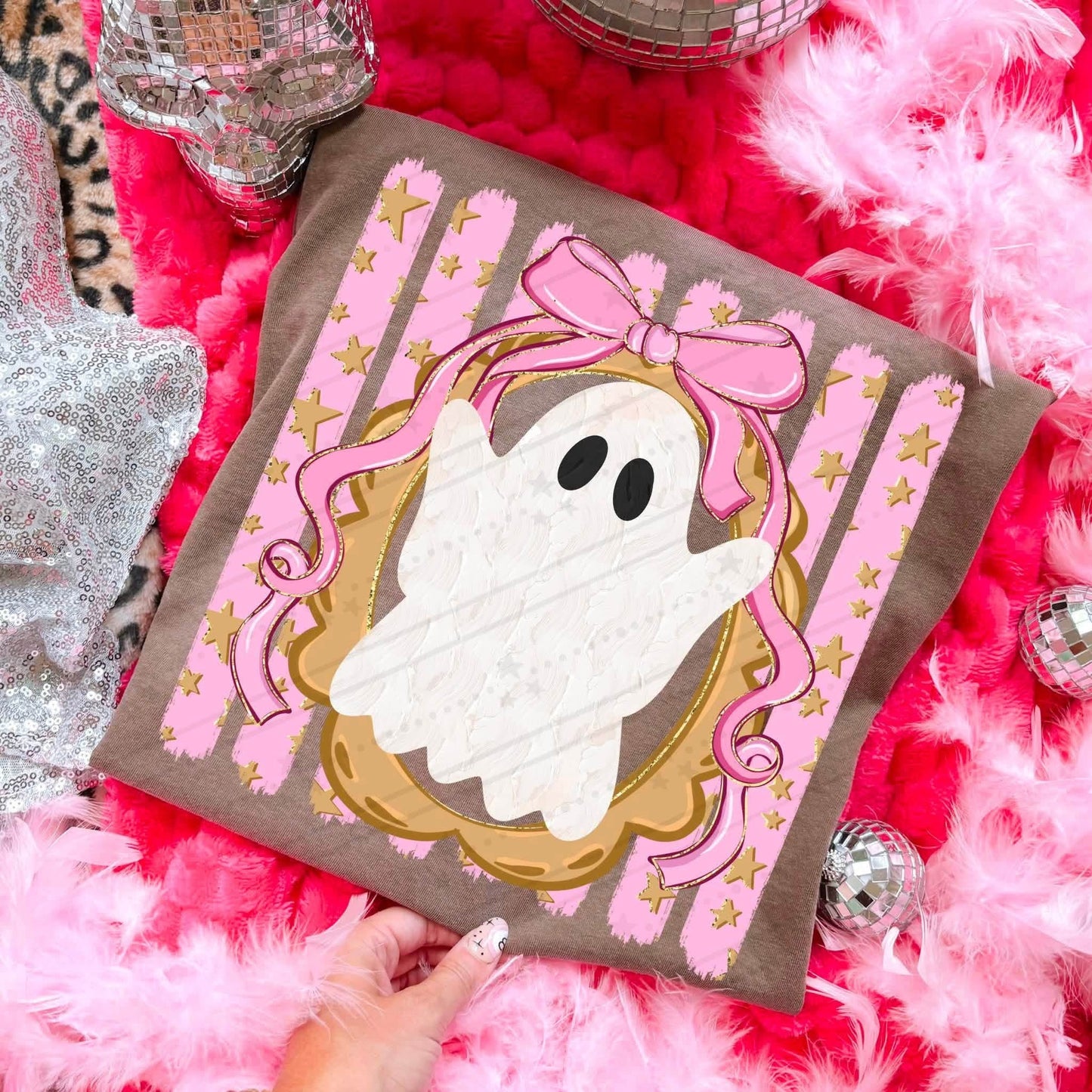 Coquette Framed Ghost Halloween Comfort Colors Graphic Tee