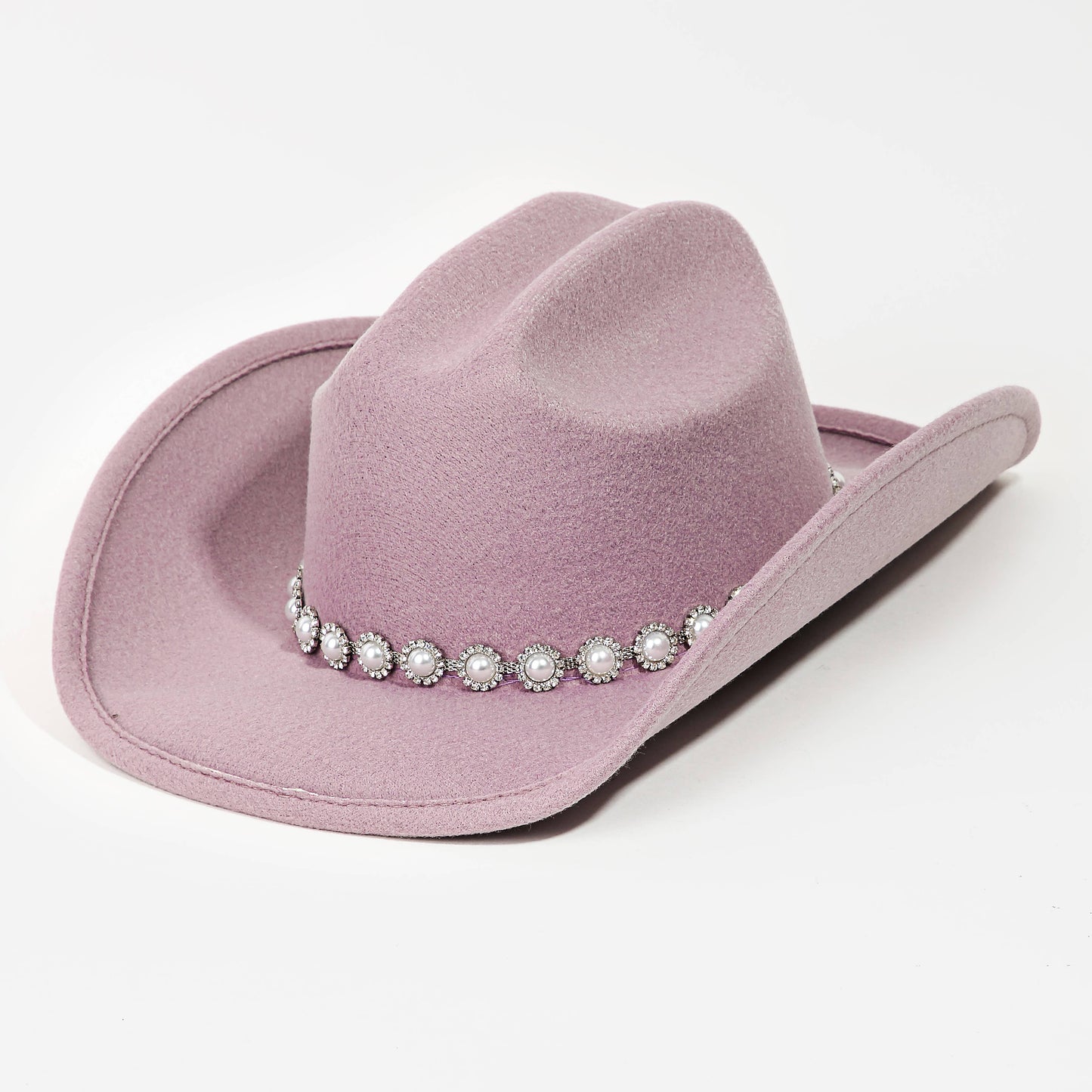 Western Pearl Studded Fashion Cowboy Hat Black
