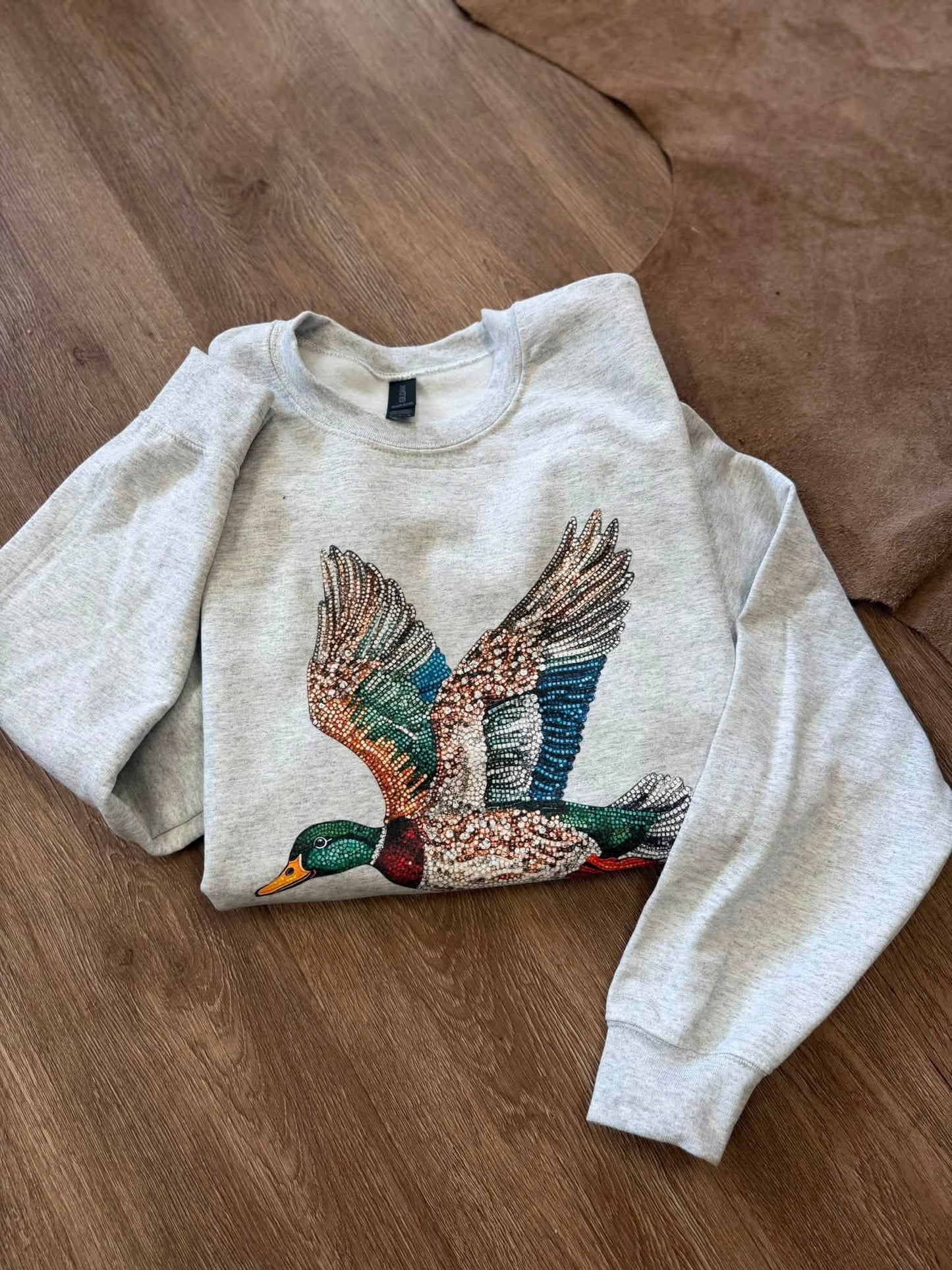 Faux Rhinestone Mallard Camo Hunting Sweatshirt