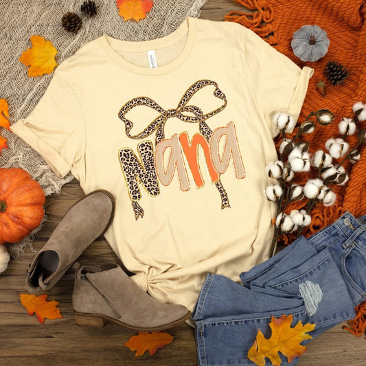 Fall Leopard Coquette Nana Graphic Tee