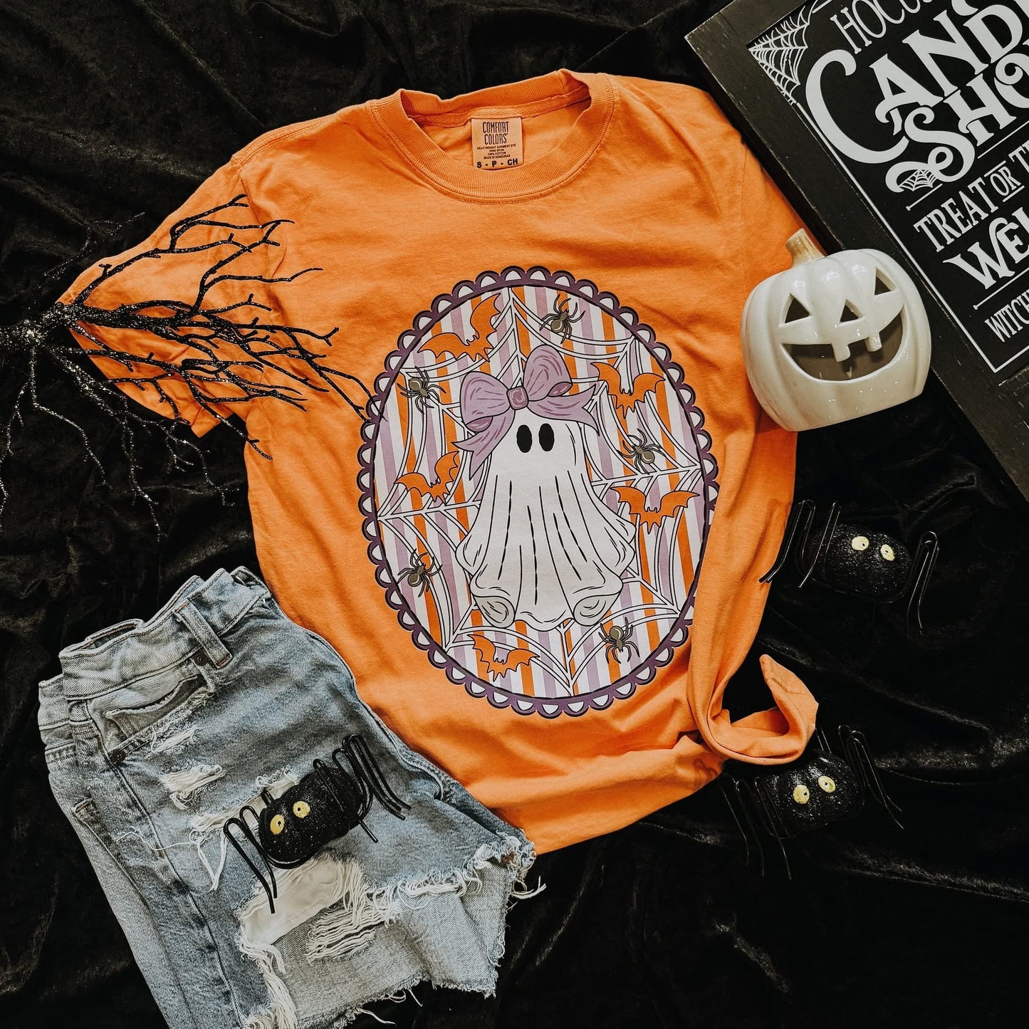Preppy Ghost Halloween Comfort Colors Graphic Tee