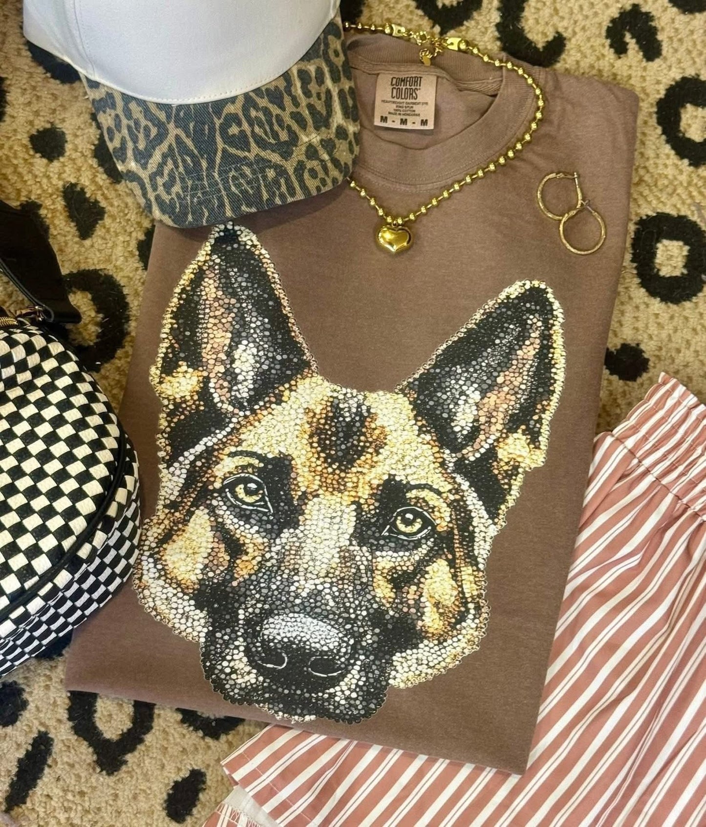 Faux Rhinestone German Shepard Comfort Colors Colorblast