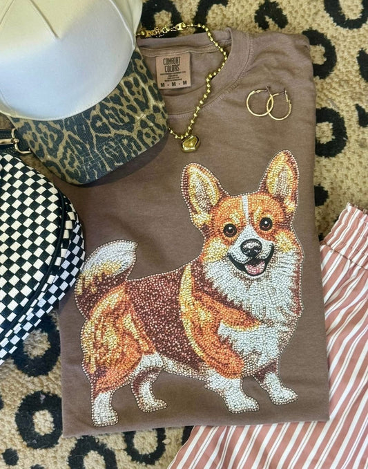 Faux Rhinestone Corgi Comfort Colors Colorblast