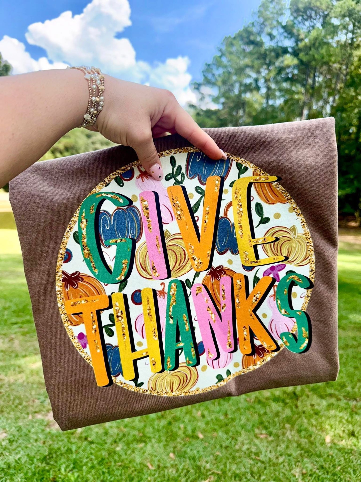 Give Thanks Thanksgiving Comfort Colors Colorblast Graphic Tee