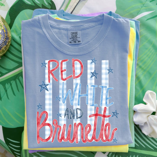 Red, White, & Brunette 4th of July Comfort Colors Graphic Tee