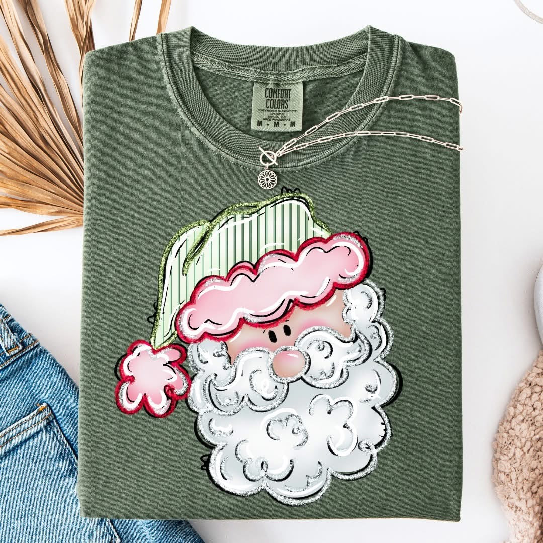 Seersucker Santa Christmas Comfort Colors Graphic Tee