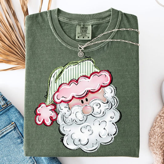 Seersucker Santa Christmas Comfort Colors Graphic Tee