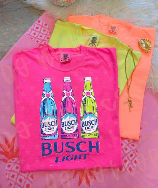 Summer Neon Preppy Busch Comfort Colors Graphic Tee