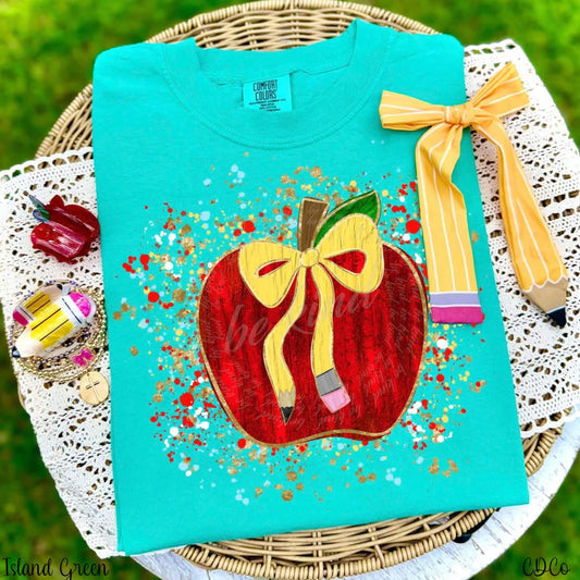 Splatter Apple Teacher Graphic Tee Comfort Colors