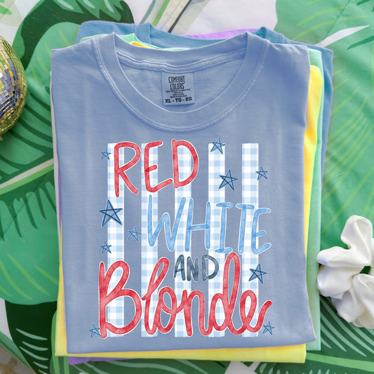 Red, White, & Blonde 4th of July Comfort Colors Graphic Tee