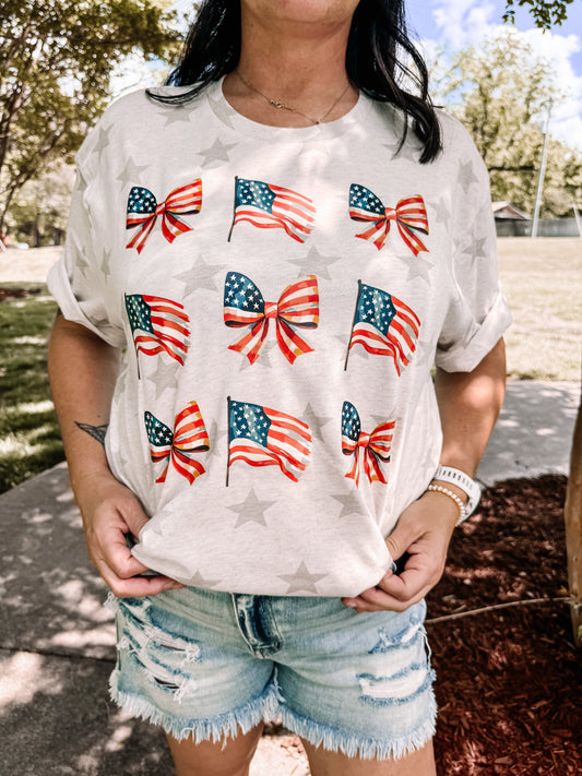 Coquette American Flag 4th of July Graphic Tee