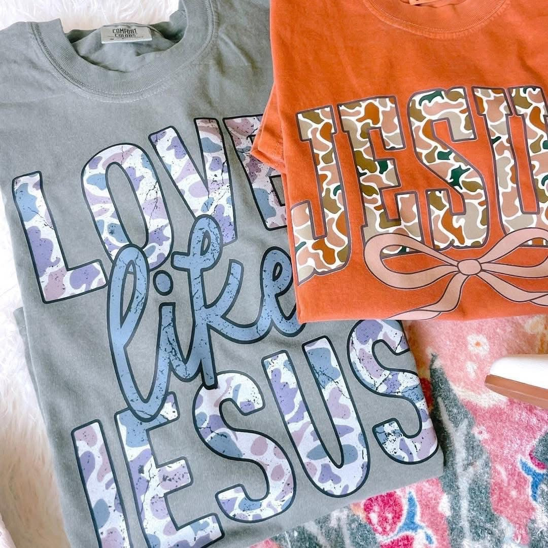 Jesus Orange Camo Comfort Colors Graphic Tee
