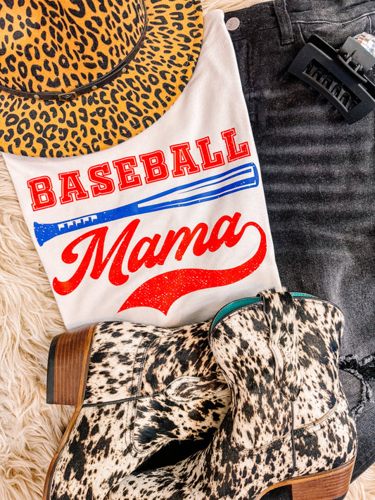 Baseball Mama Graphic Tee - Silver Graphic Tee