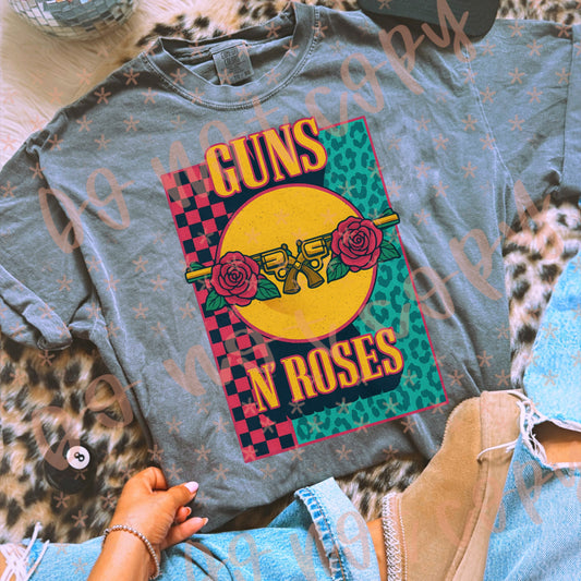 Neon Checkered GNR Comfort Colors Graphic Tee