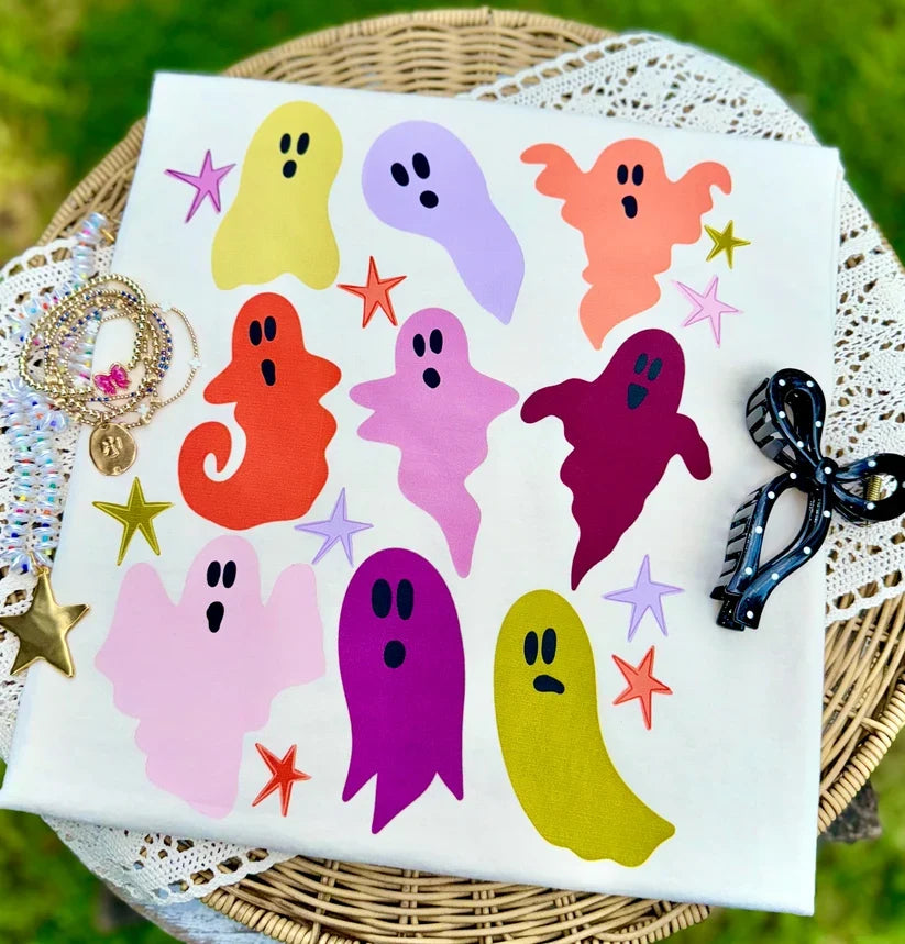 Doodle Ghost Halloween Comfort Colors Graphic Tee
