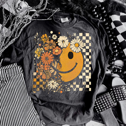 Fall Floral Happiness Comfort Colors Graphic Tee