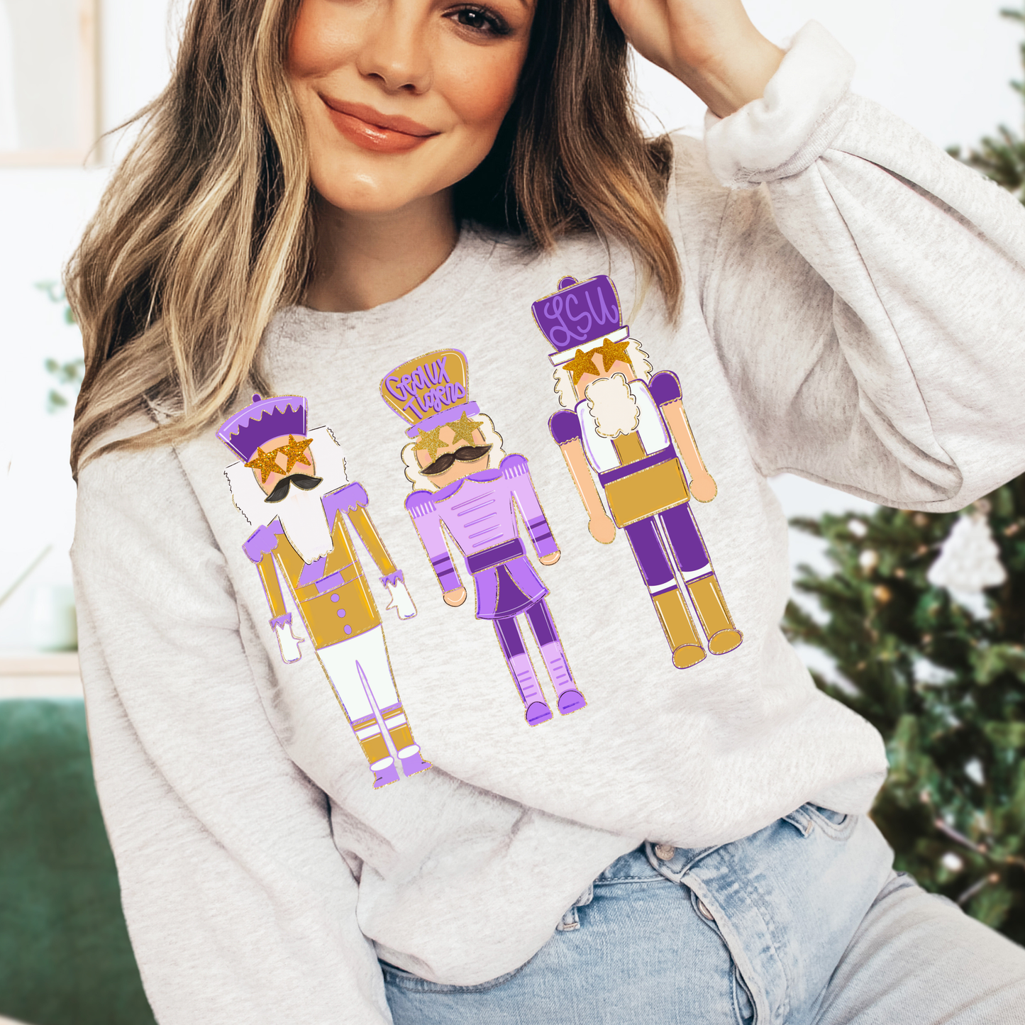 Preppy Nutcrackers LSU Christmas Sweatshirt