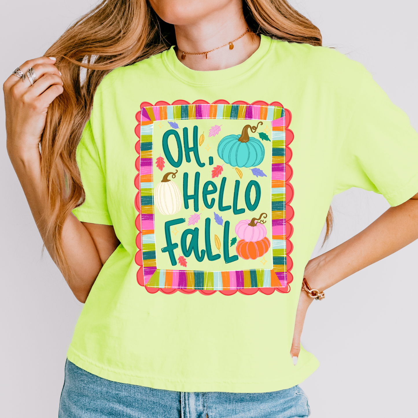 Oh Hello Fall Neon Fall Comfort Colors Graphic Tee