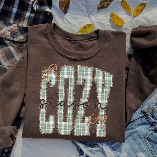 Cozy Season Gingham Fall Sweatshirt