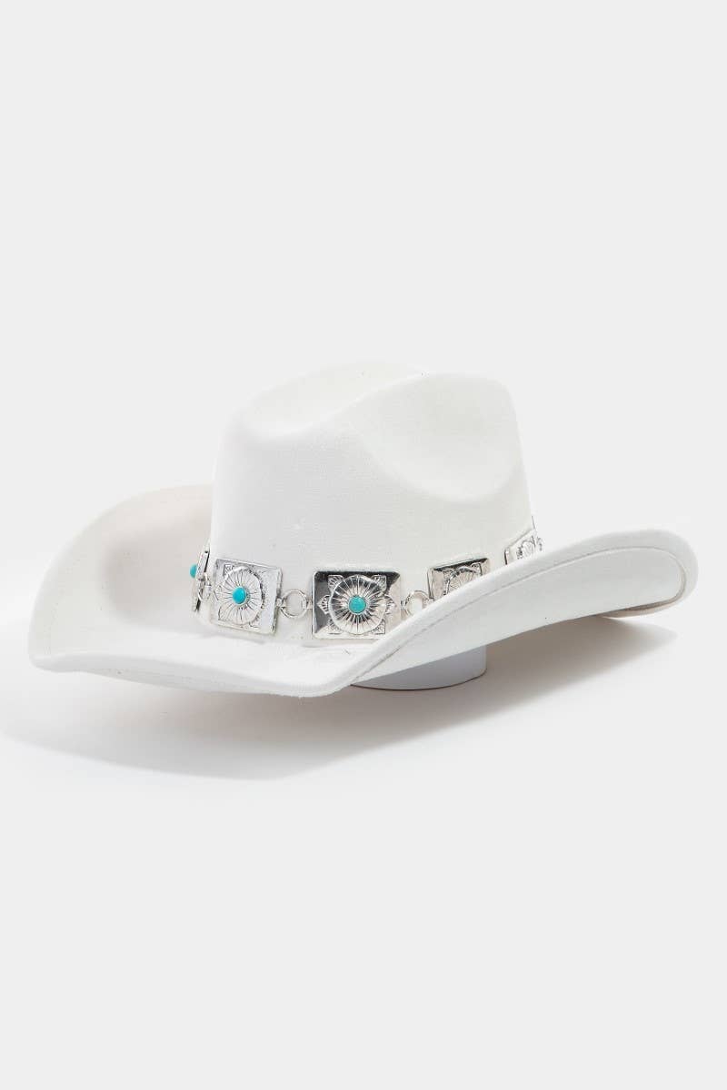 Square Concho Chain Western Cowboy Hat