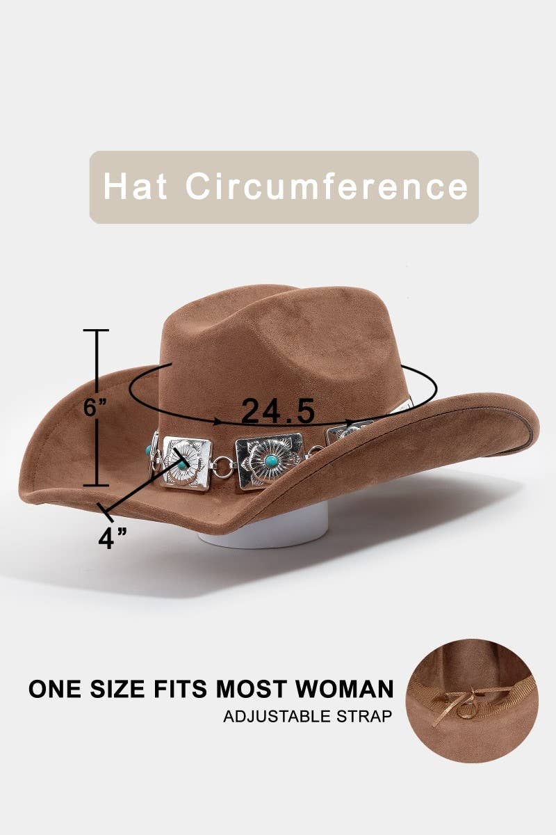 Square Concho Chain Western Cowboy Hat