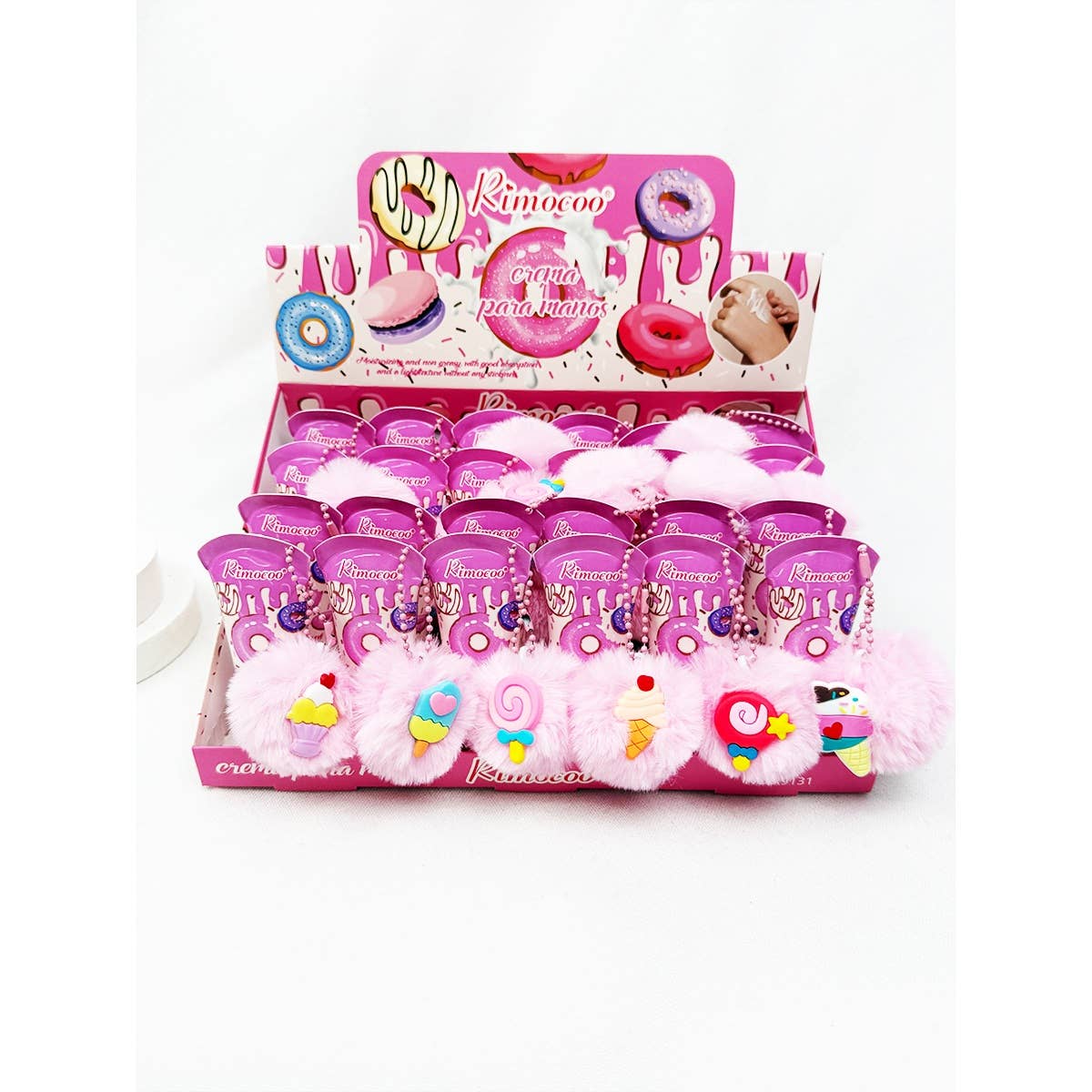 Sweet Dessert Hand Cream with PomPom Key Ring: MIX COLOR / ONE(24)