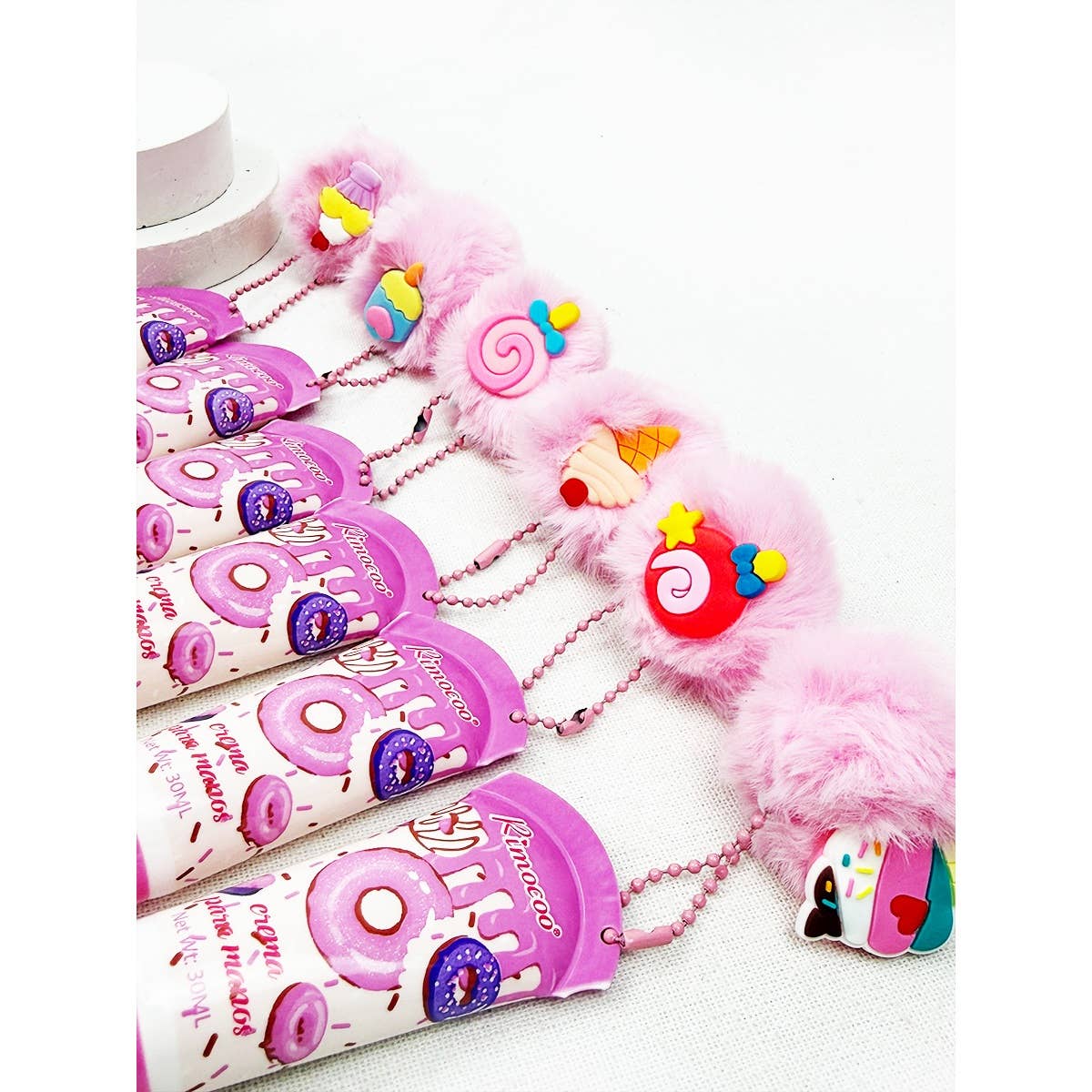 Sweet Dessert Hand Cream with PomPom Key Ring: MIX COLOR / ONE(24)