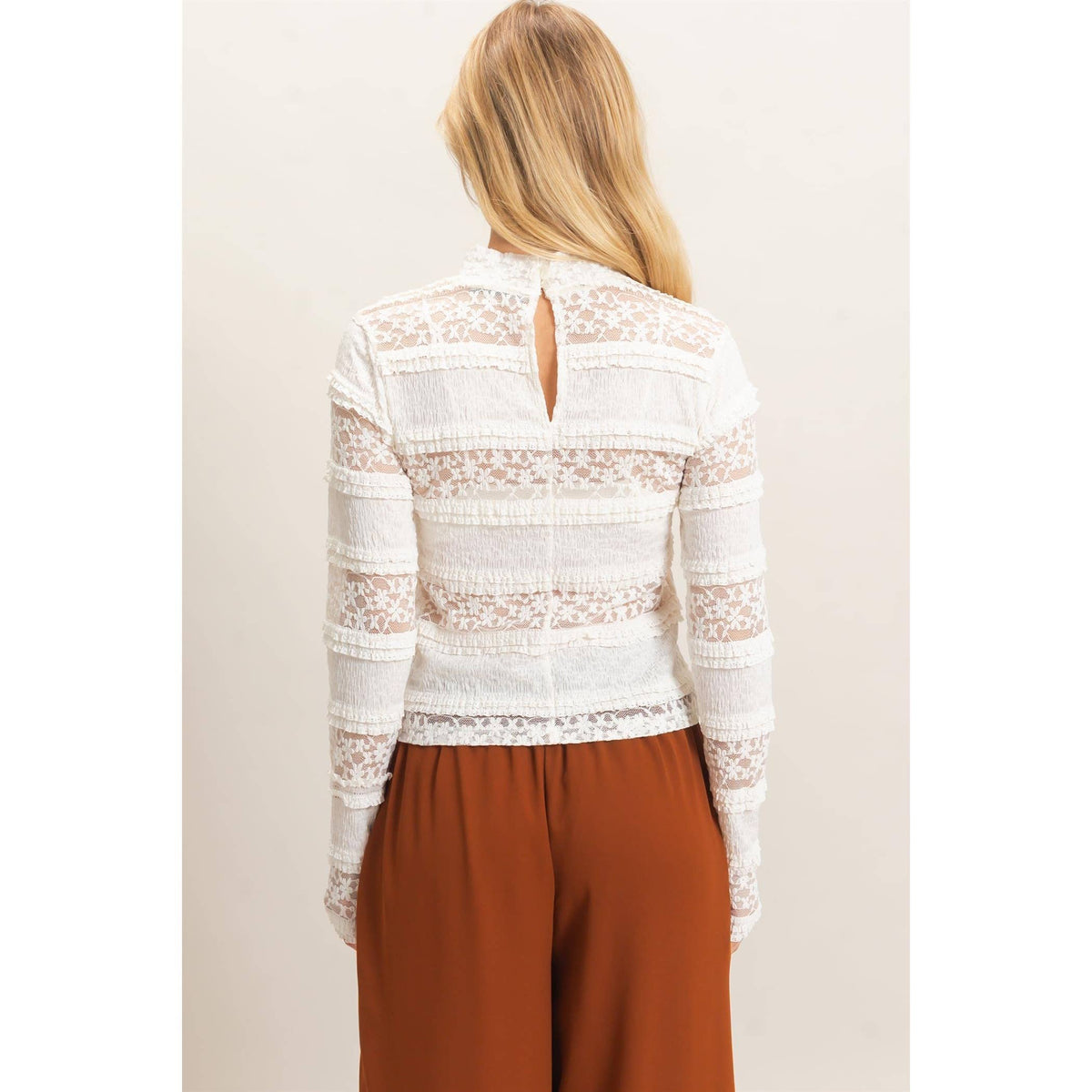 Textured Lace Top Brown