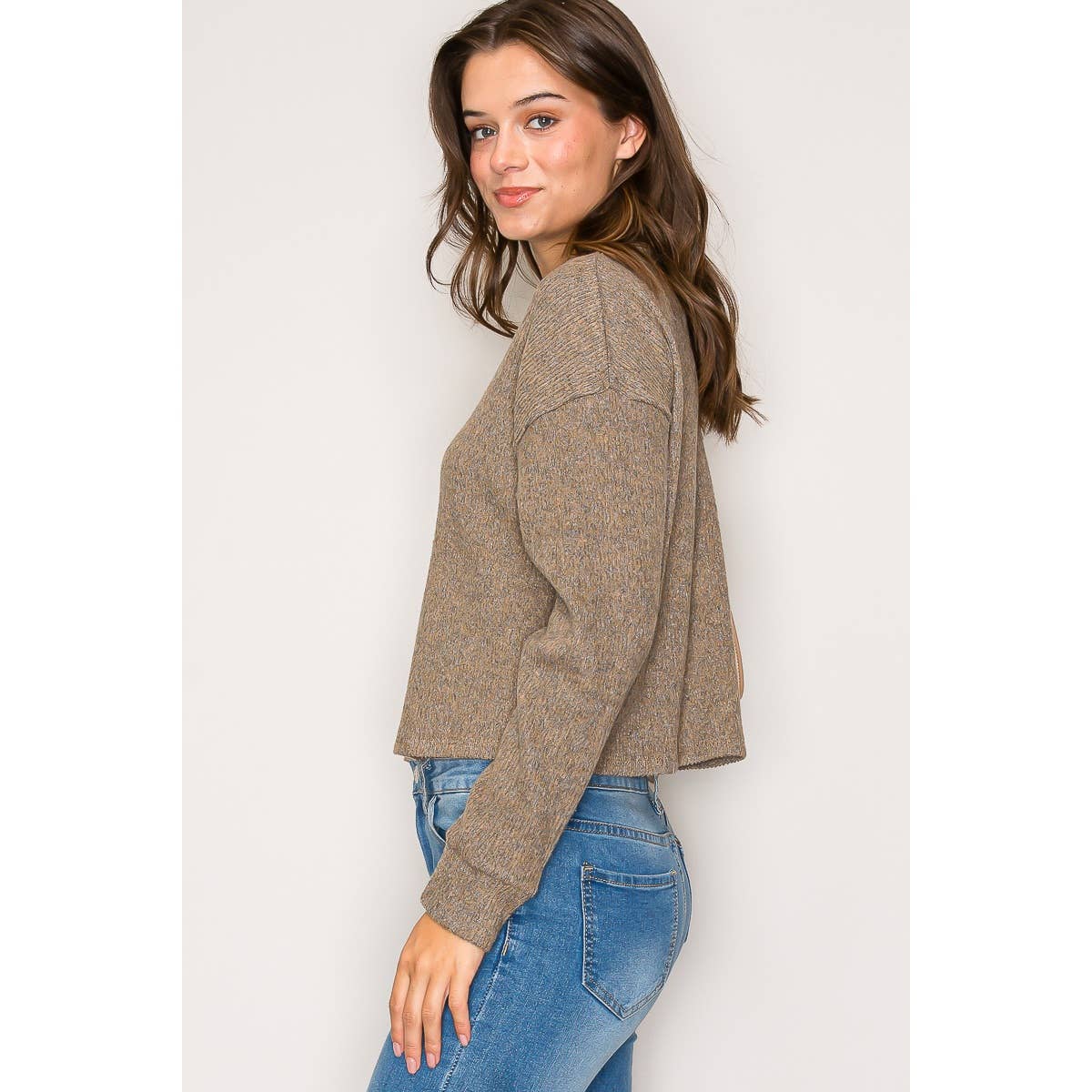 Brushed Sweater Knit Top Portobello Grey