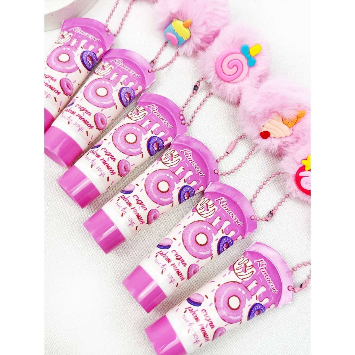 Sweet Dessert Hand Cream with PomPom Key Ring: MIX COLOR / ONE(24)