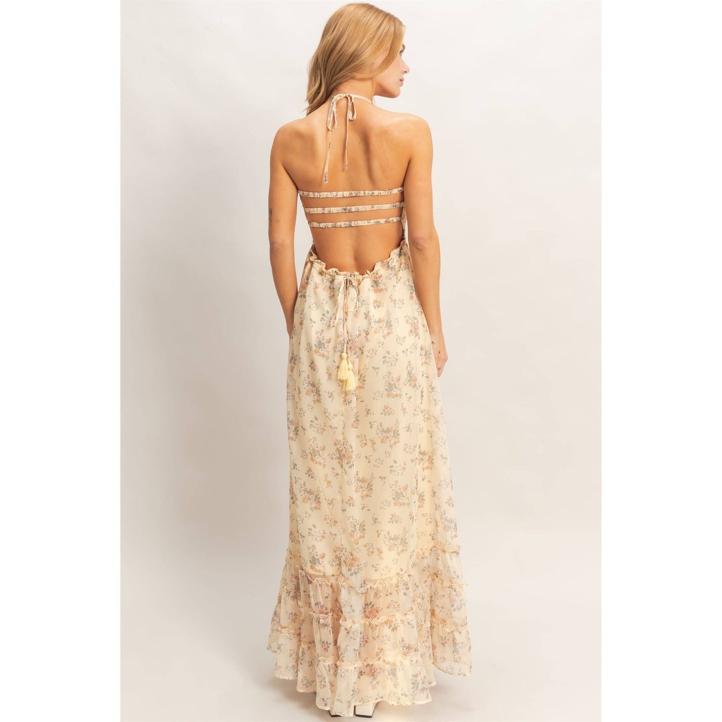 Smocked Floral Maxi Dress Rose