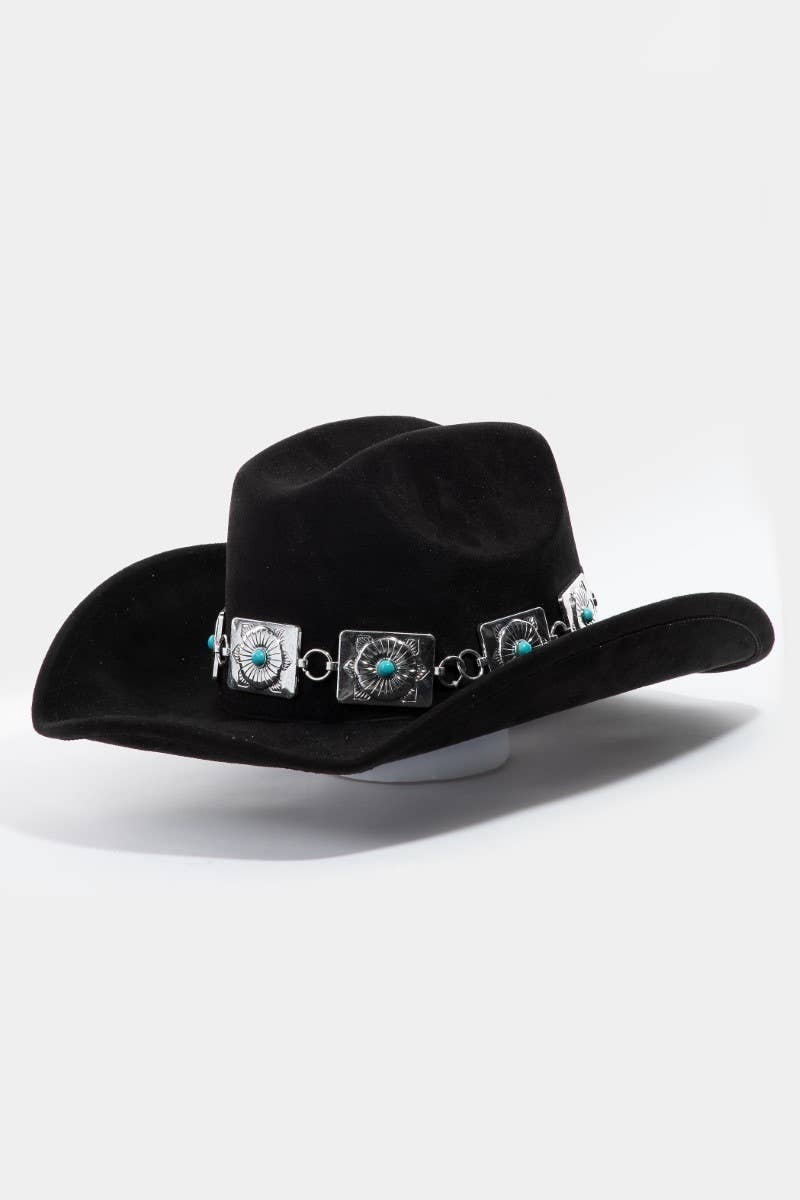 Square Concho Chain Western Cowboy Hat