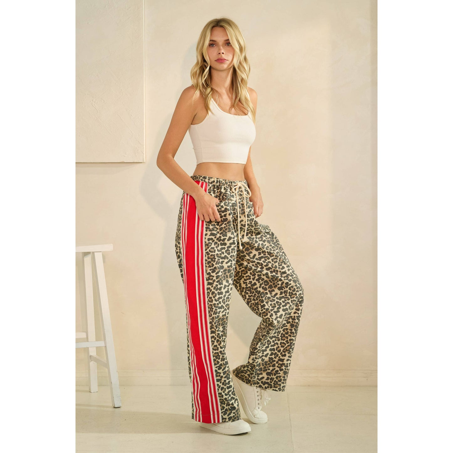 Leopard Striped Wide Legged Pants
