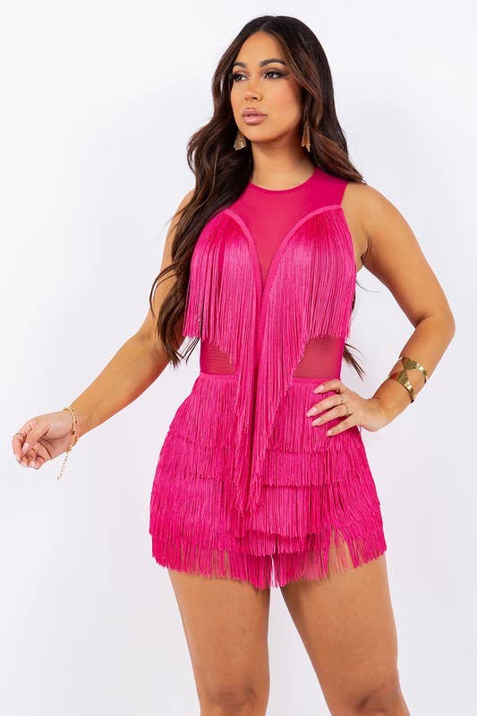 MESH FRINGE ROMPER