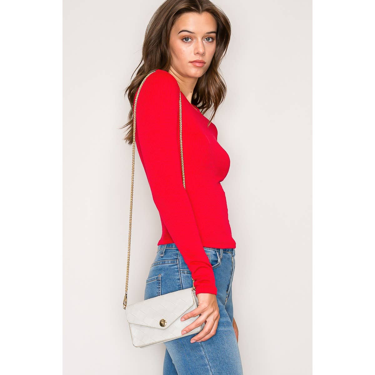 Long Sleeve Basic Top Red